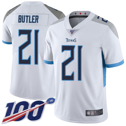 Tennessee Titans Limited White Men Malcolm Butler Road Jersey NFL Football #21 100th Season Vapor Untouchable->tennessee titans->NFL Jersey